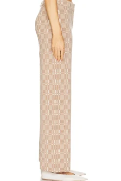 Luxe Plaid Jacquard Wide Leg Trouser