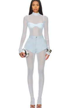 Mesh Mock Neck Catsuit