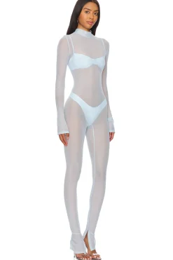 Mesh Mock Neck Catsuit