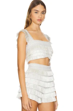 Metallic Fringe Cropped Top