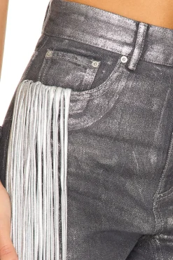 Metallic Fringe Straight Leg Pant