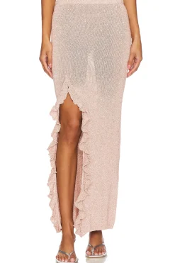 Michaela Split Skirt - Blush Sequin
