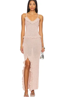 Michaela Split Skirt - Blush Sequin