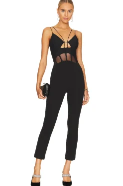 Myrine Mesh & Bonded Crepe Jumpsuit