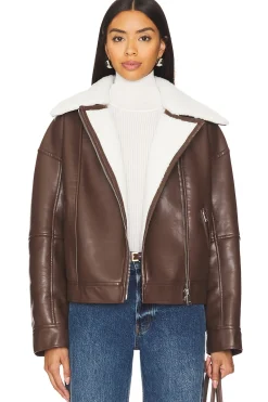Nyx Faux Leather Sherpa Moto Jacket
