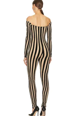 Off Shoulder Catsuit With Zipper Detail