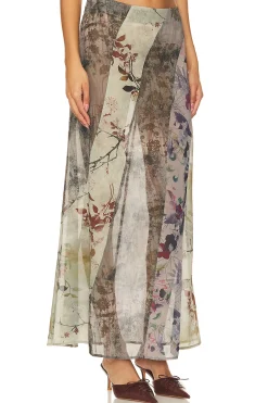 Panelled Print Maxi Skirt