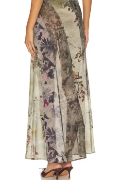 Panelled Print Maxi Skirt