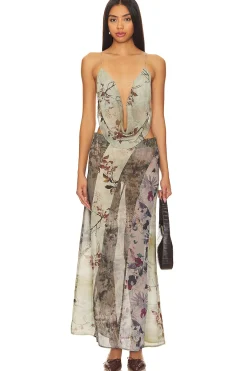 Panelled Print Maxi Skirt