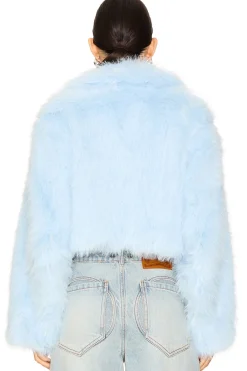 Paris Cropped Faux Fur Jacket In Ice Water