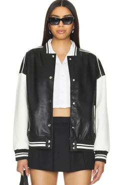 Parker Faux Leather Varsity Jacket