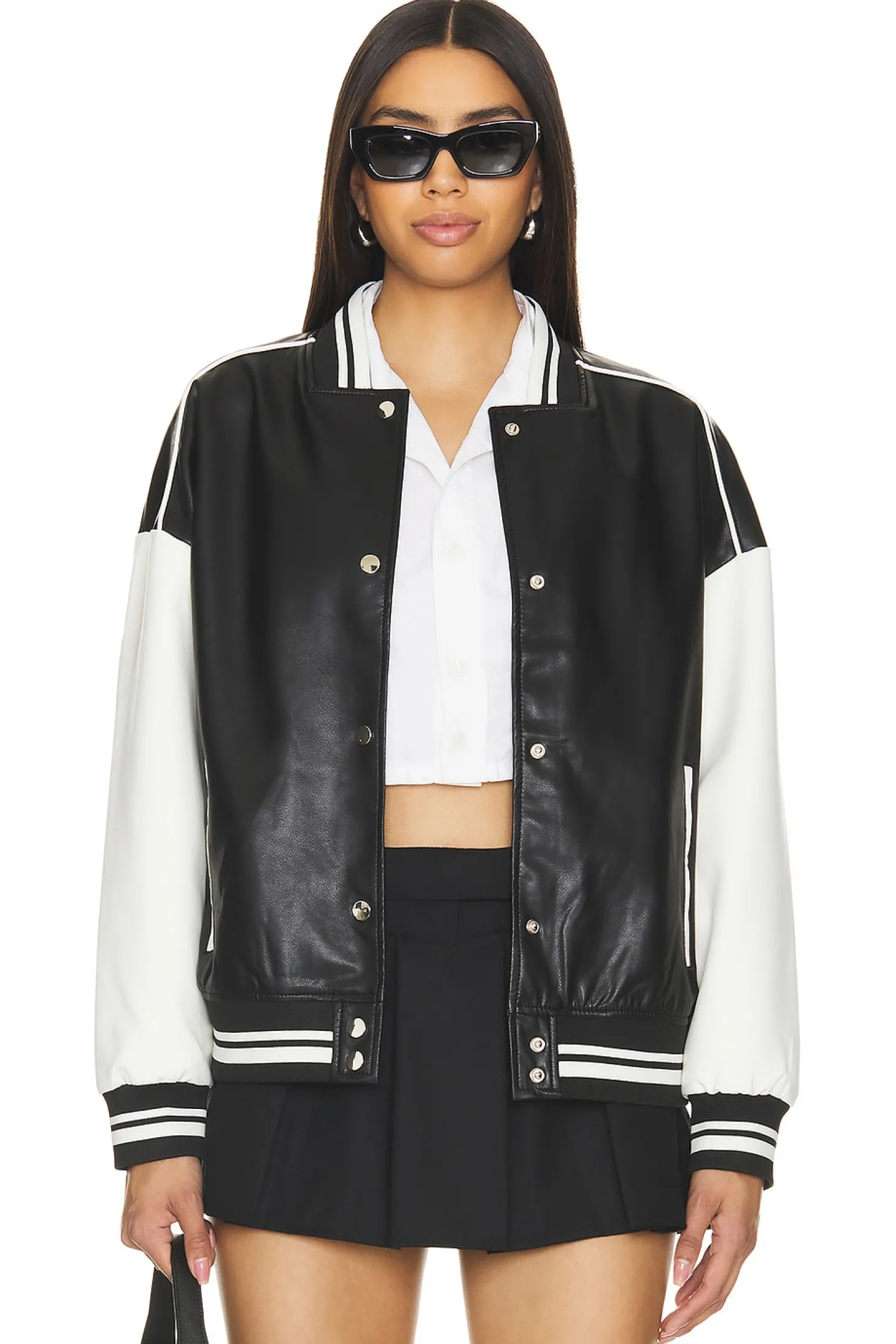 Parker Faux Leather Varsity Jacket