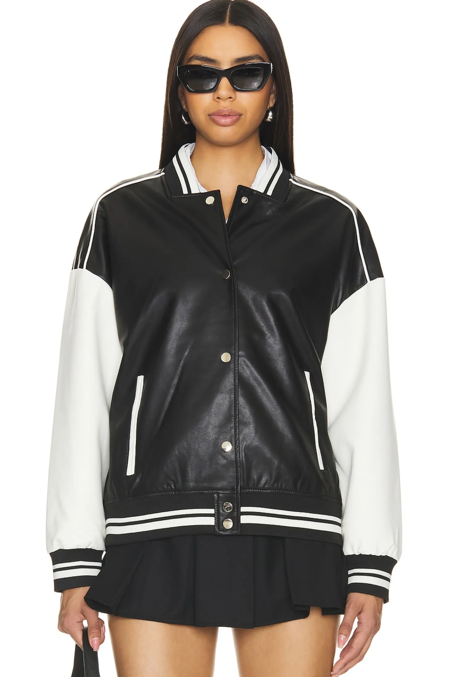 Parker Faux Leather Varsity Jacket