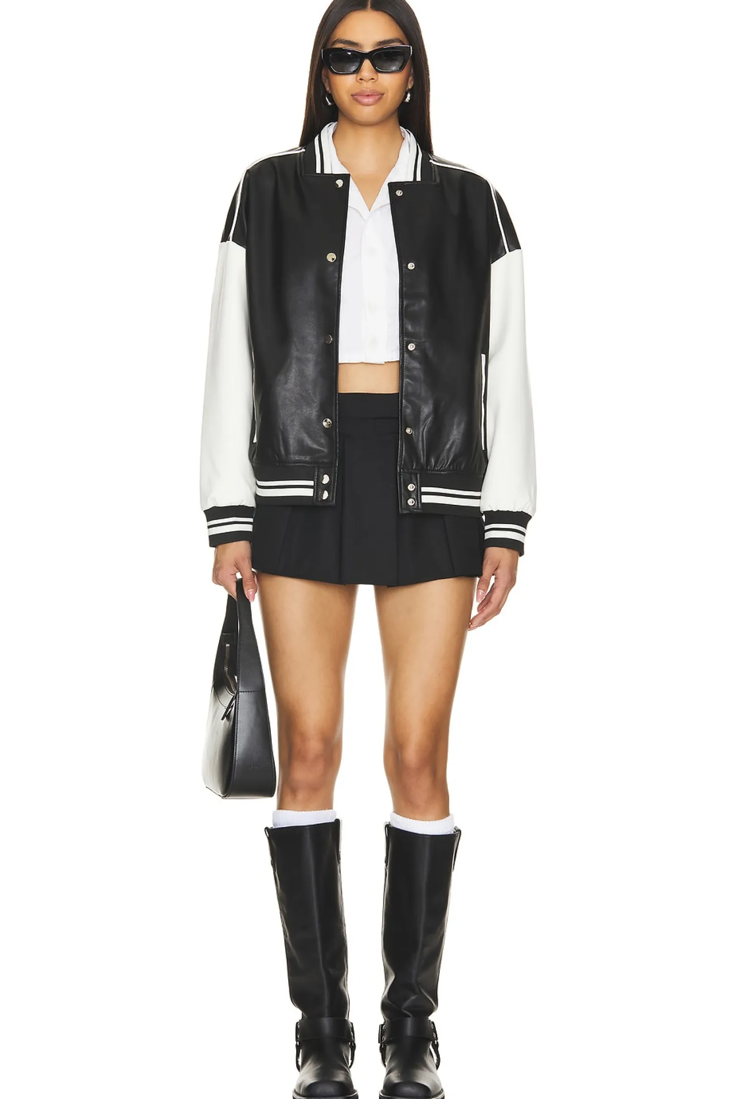 Parker Faux Leather Varsity Jacket