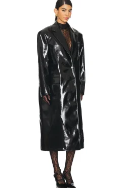 Patent Faux Leather Coat