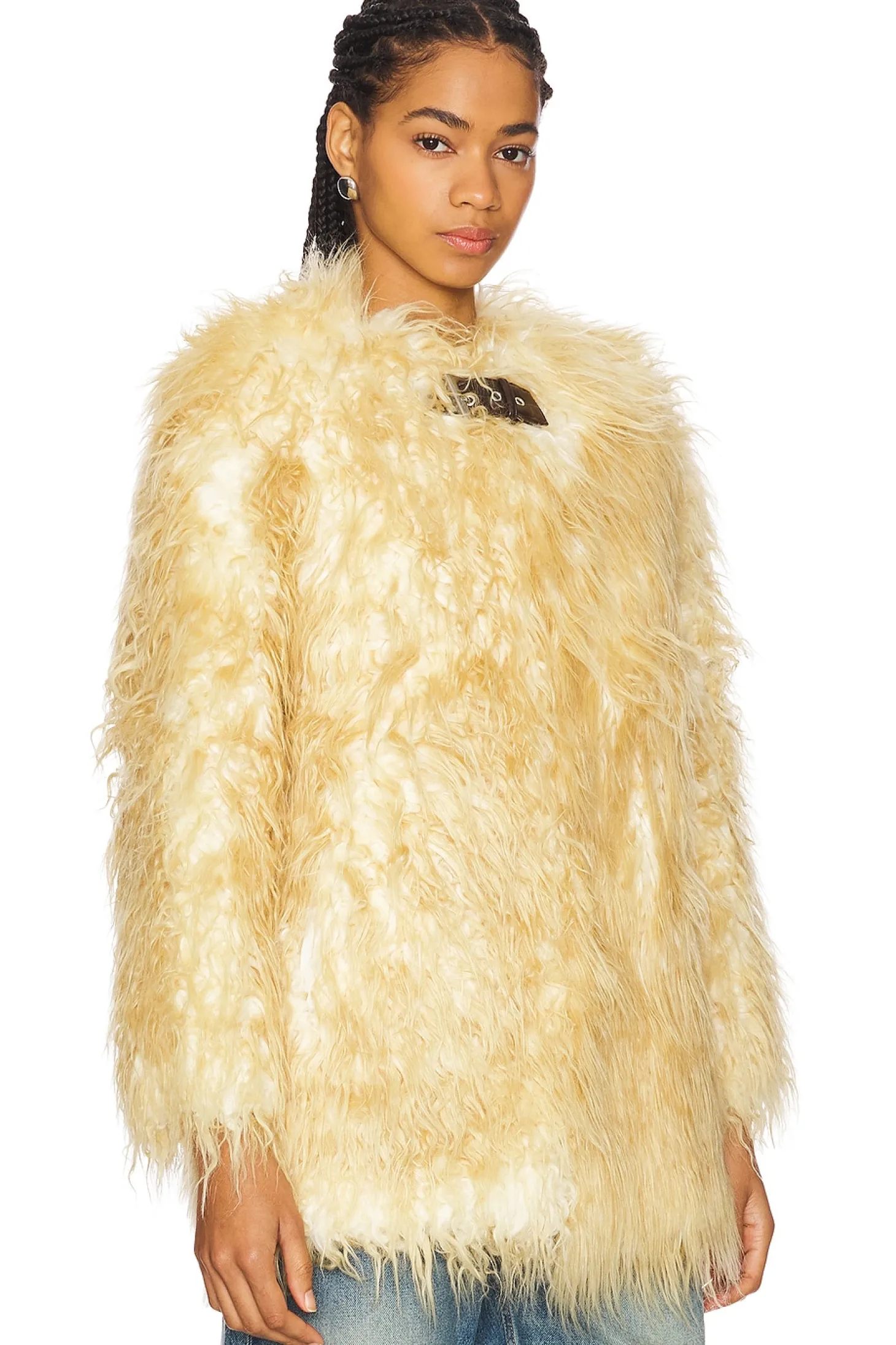 Petra Faux Mongolian Fur Short Coat