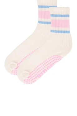 Pink Retro Grip Socks