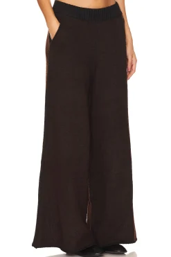 Piped Wide Leg Pull On Knit Pant