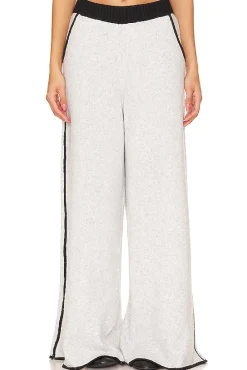 Piped Wide Leg Pull On Knit Pant