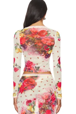 Printed Mesh Cardigan