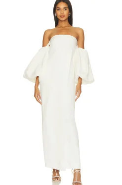 Puff Sleeve Column Maxi Dress