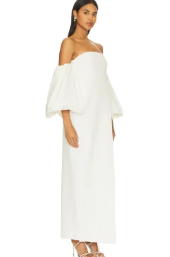 Puff Sleeve Column Maxi Dress