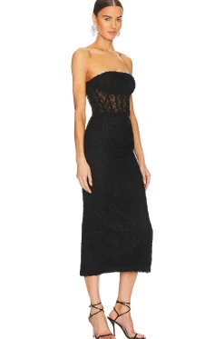 Raina Strapless Corset Lace Midi Dress