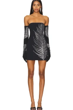 Rhinestone Feather Mini Dress