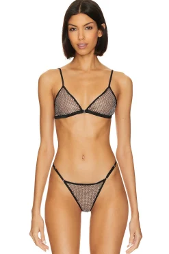 Rhinestone Fishnet Triangle Bra