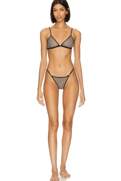 Rhinestone Fishnet Triangle Bra