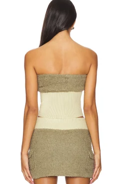 Ribbon Stud Fuzzy Tube Top