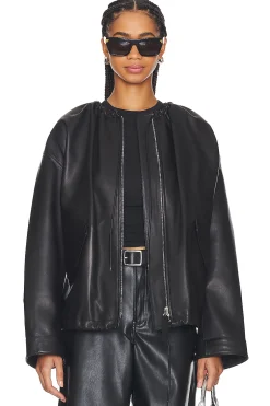 Ruched Leather Jacket