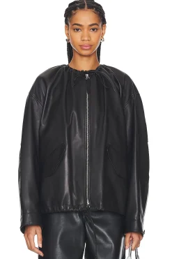 Ruched Leather Jacket