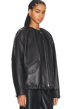 Ruched Leather Jacket