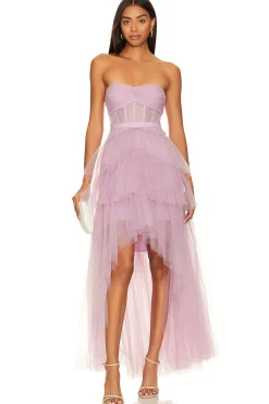 Ruffled High Low Gown