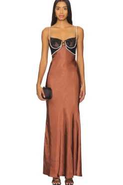 Satin Diamante Maxi Dress