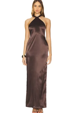 Satin Halter Maxi Dress