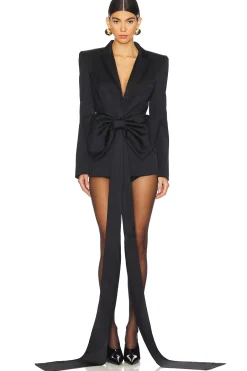 Satin Sloan Structured Blazer With Detachable Bow