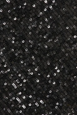 Sequin Cropped Long Sleeve Mock Neck Top