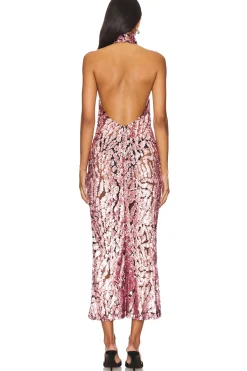 Sequin Halter Open Back Dress