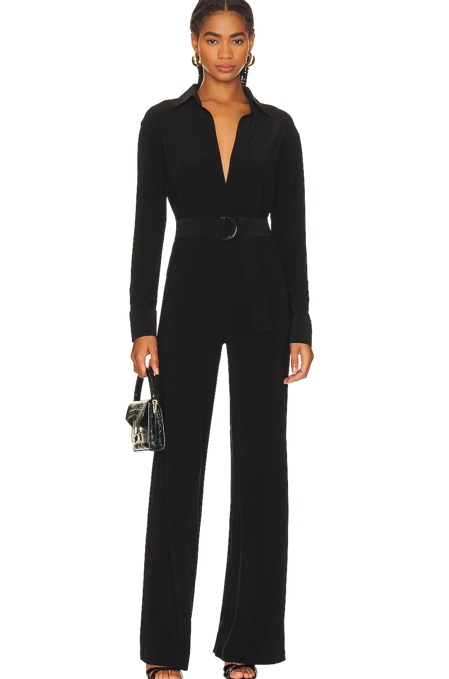 Shirt Straight Leg Jumpsuit With Collar Stand