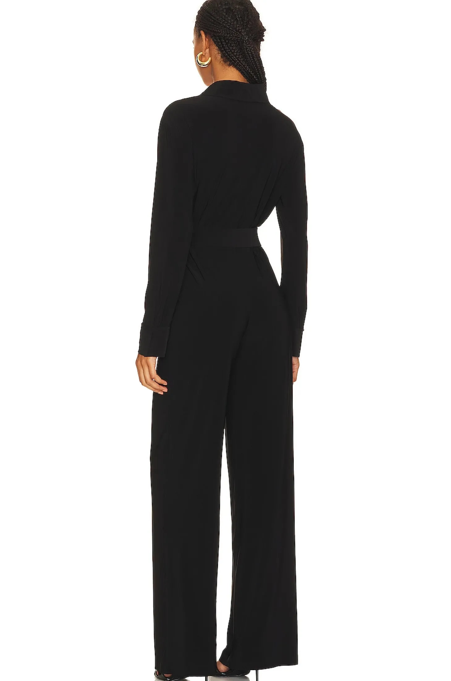 Shirt Straight Leg Jumpsuit With Collar Stand