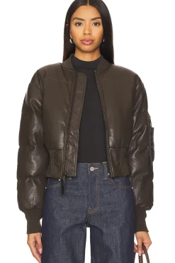 Sierra Faux Leather Short Puffer