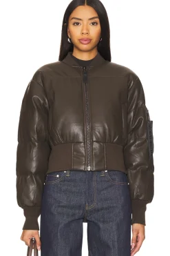 Sierra Faux Leather Short Puffer