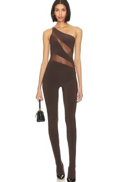 Snake Mesh Catsuit With Footsie
