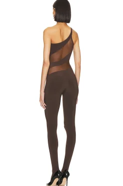 Snake Mesh Catsuit With Footsie