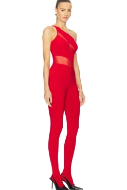 Snake Mesh Catsuit With Footsie