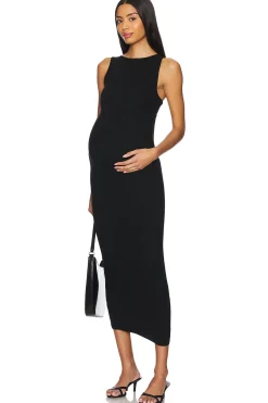 Soft Rib Boat Neck Midi Dress