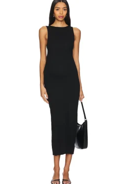 Soft Rib Boat Neck Midi Dress