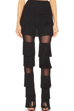 Spliced Boot Pant With Fringe